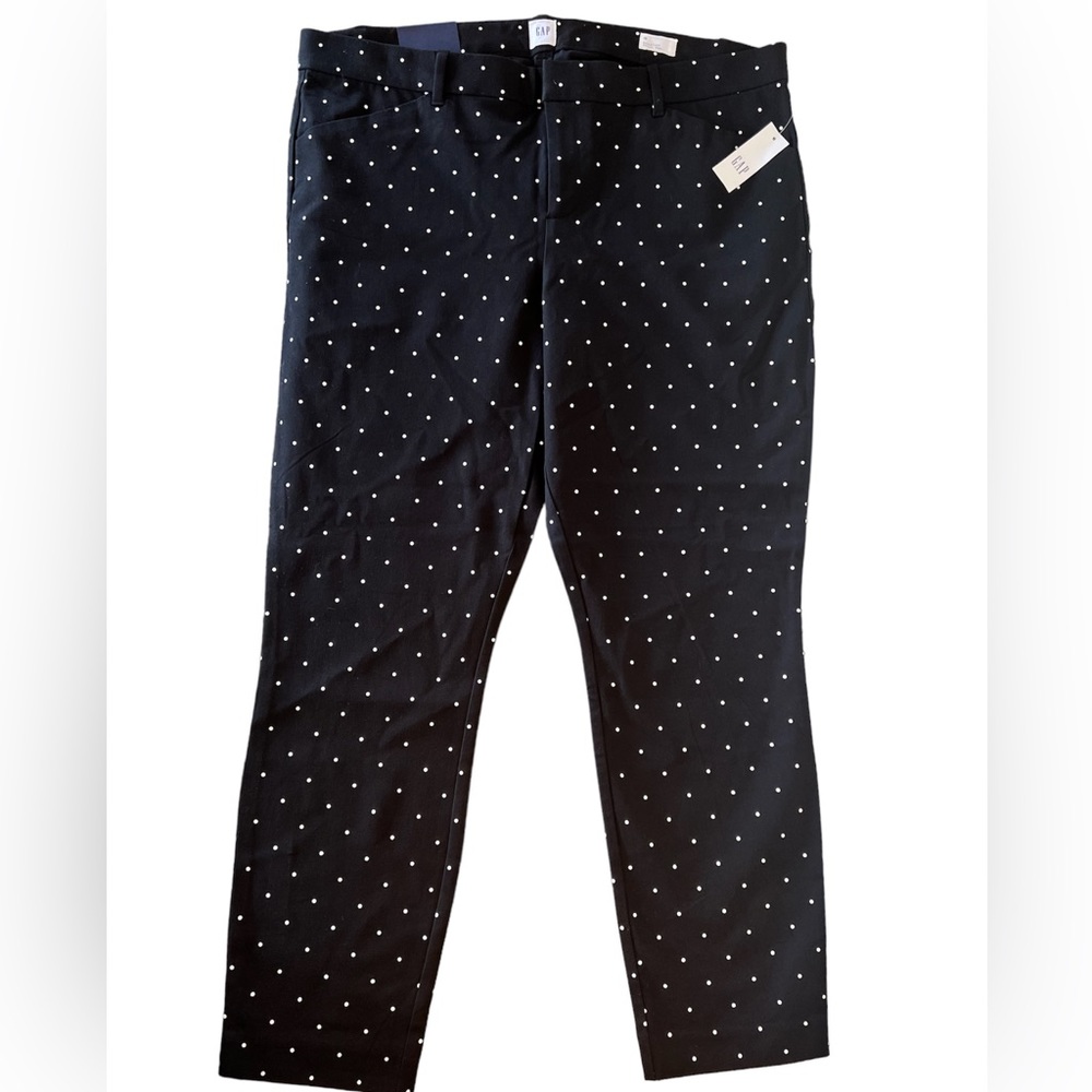 Gap Womens Signature Skinny Ankle Black Polka Dot Pants Size 16 Stretch Mid Rise